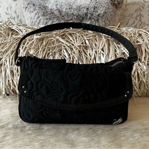 VERA BRADLEY Black Microfiber Marcelle Shoulder Bag 1 Handle East West Quilted